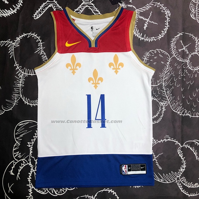 Maglia New Orleans Pelicans Brandon Ingram NO 14 Citta 2020-21 Bianco
